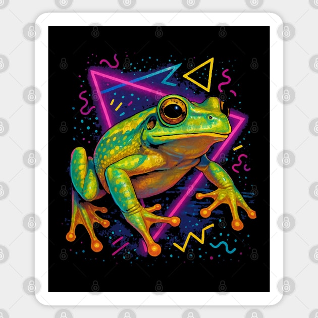 Retro Neon Haitian Giant Tree Frog Sticker by Reptiq's Store